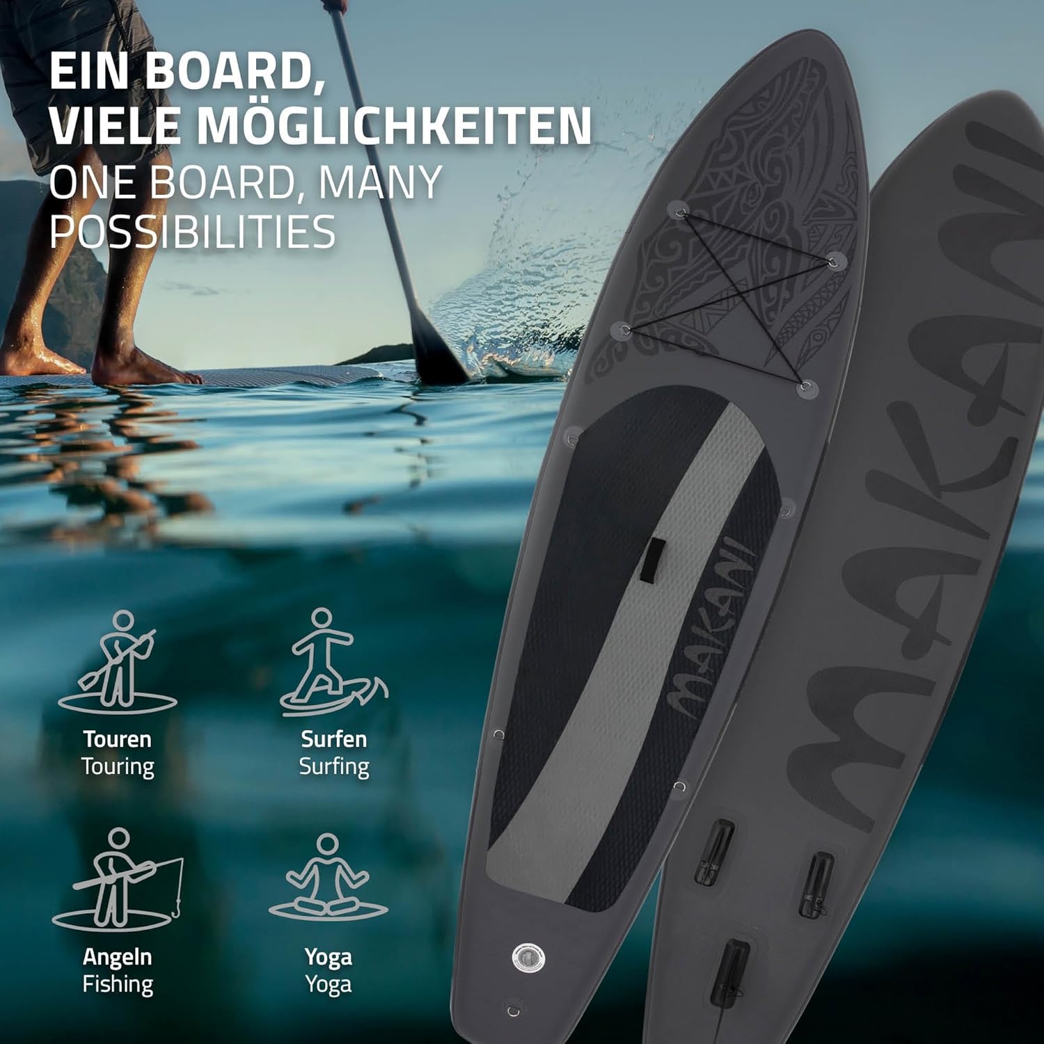 ECD Germany - Stand Up Paddle Gonflable - 305/308/320/380 cm - PVC, 120/150 kg, épaisseur 10/15 cm