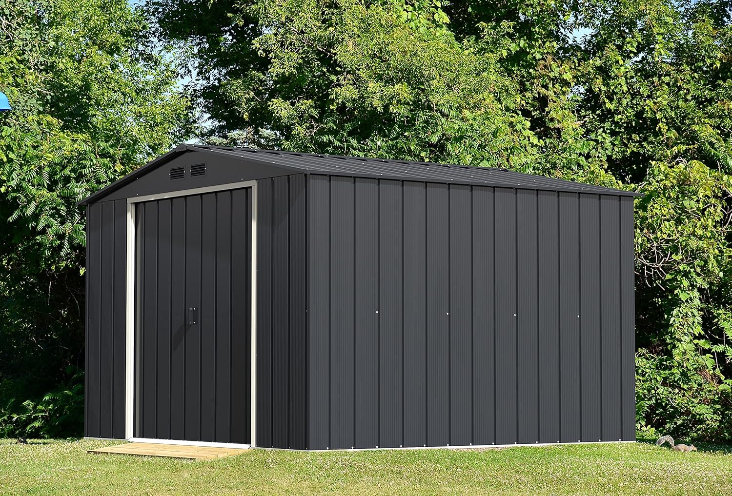 Duramax - ECO série - 10x10 pieds - abri jardin métal galvanisé, toit renforcé, anthracite, sans entretien - ECO10X10