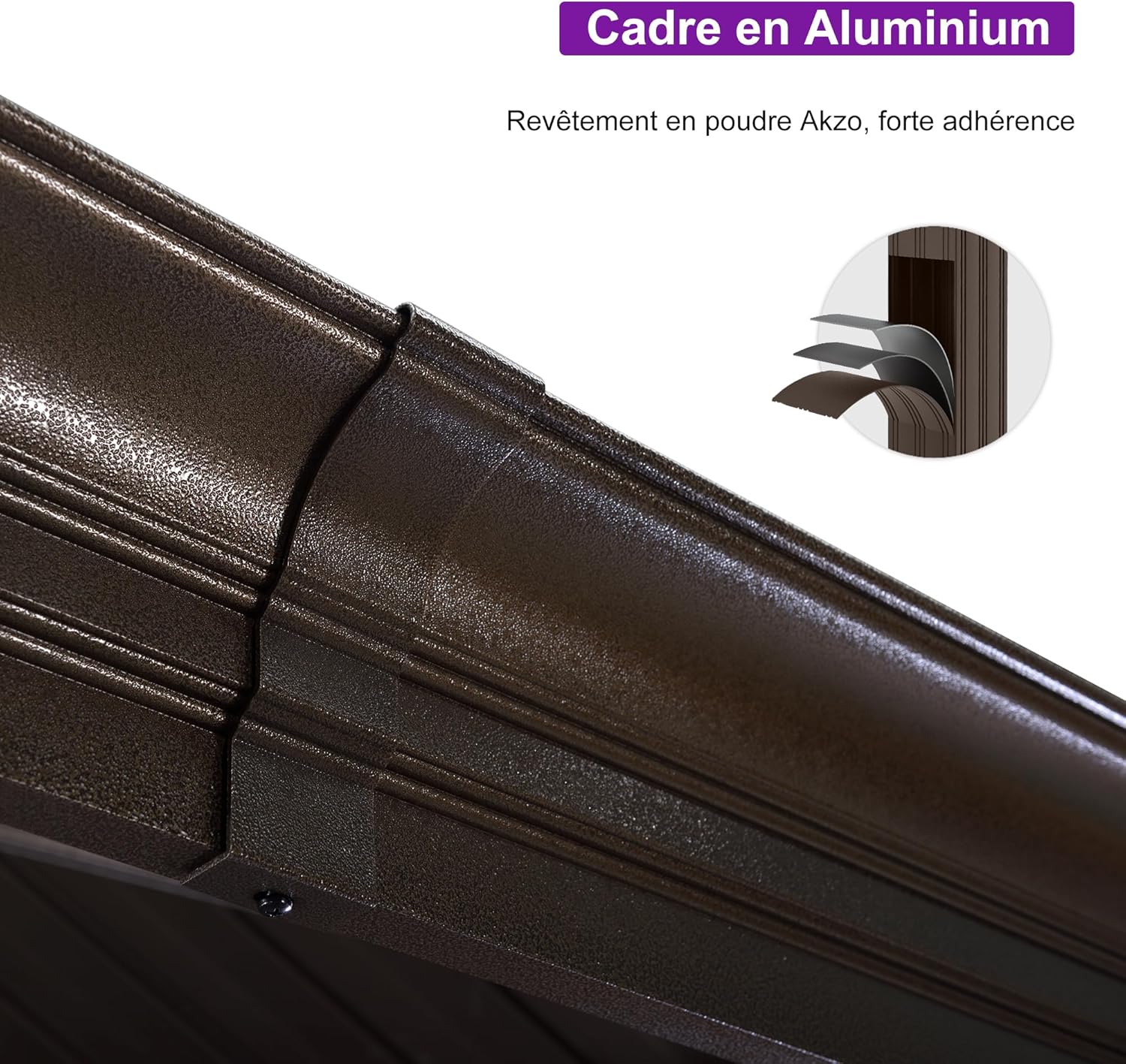 PURPLE LEAF - Double Toit Bronze - 6x3,65m - Rideaux épais, moustiquaire, gouttière, poteaux renforcés