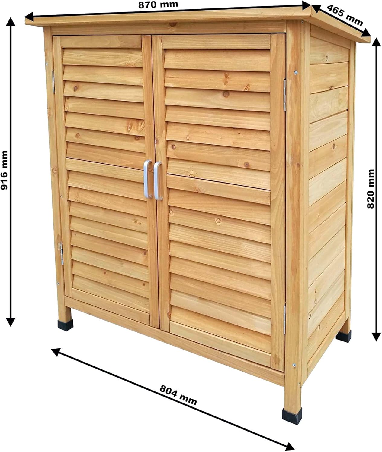Wiltec Abri de Jardin – 870 x 465 x 916 mm – en Bois d’Épicéa – avec 2 Portes – Cabane Remise pour Rangement Outils pour Jardin, Terrasse & Balcon