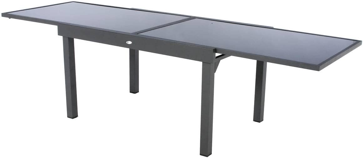Hespéride - Piazza extensible - 185/245x100 cm - aluminium verre trempé 10 places