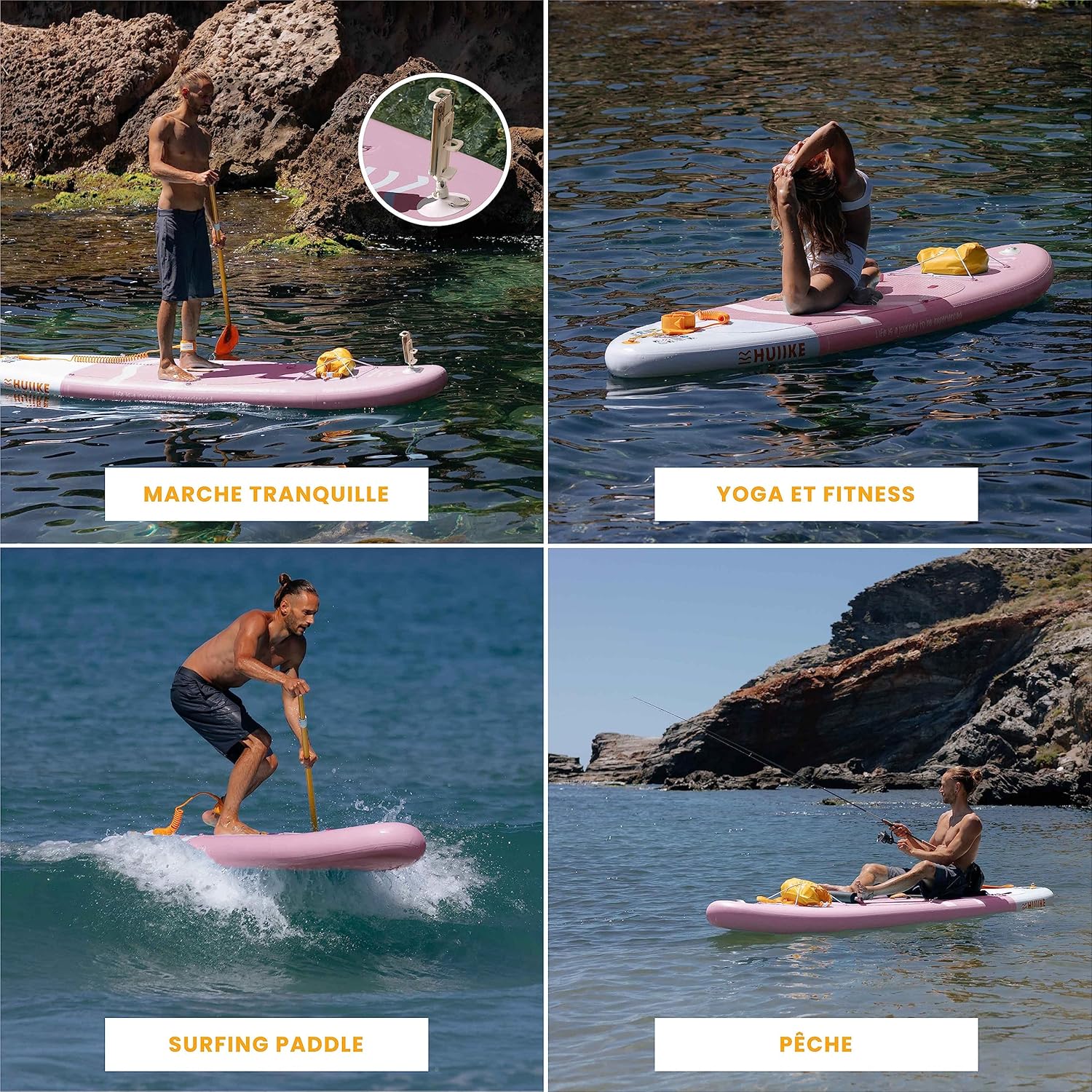 HUIIKE Paddle Gonflable Adulte avec Accessoires Inclus, Pagaie, Ailerons, Pompe. Planche de Stand Up Paddle Grande Stabilité et Résistance. 305 x 84 x 15 cm, Jusqu'à 130 kg