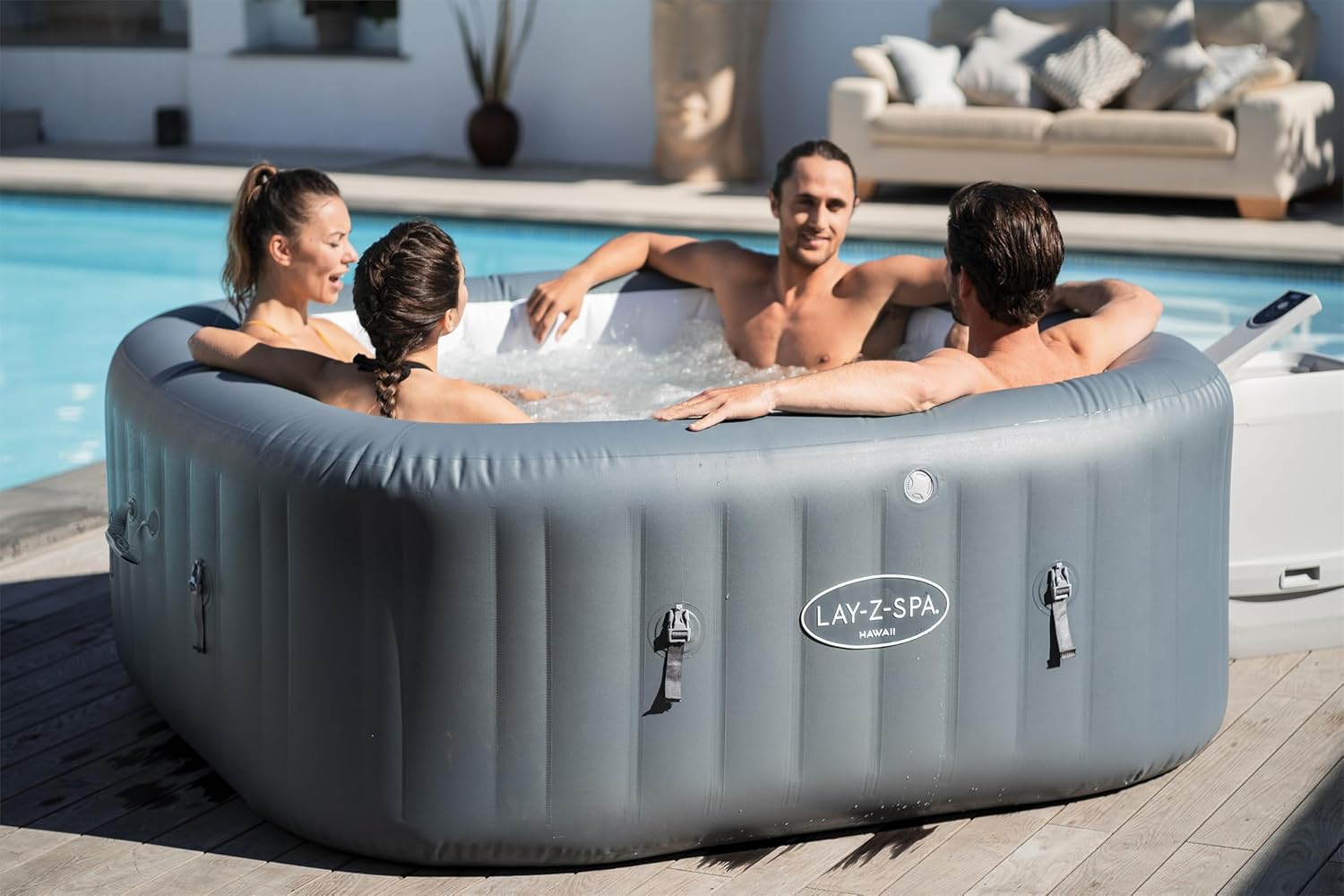 Bestway - Hawaii HydroJet Pro - 1.80m x 1.80m x 71cm - spa gonflable carré, jets massants, 71
