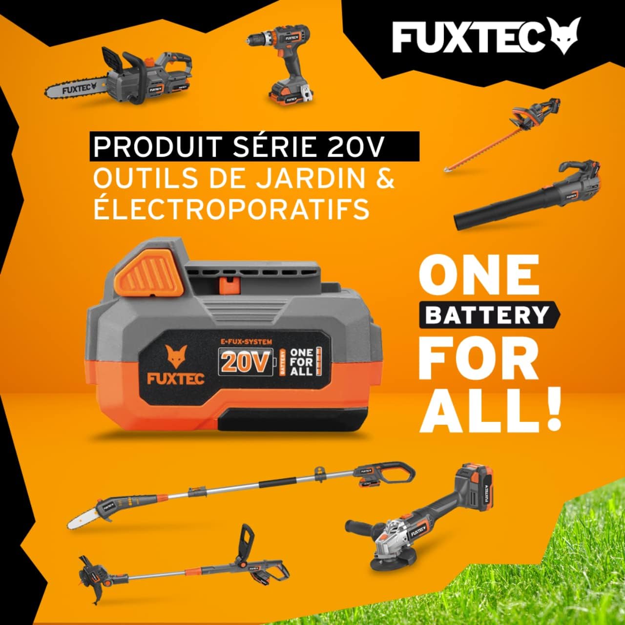 FUXTEC - tondeuse à gazon batterie 40V, 33cm, 2Ah, double chargeur FX-E1RM20