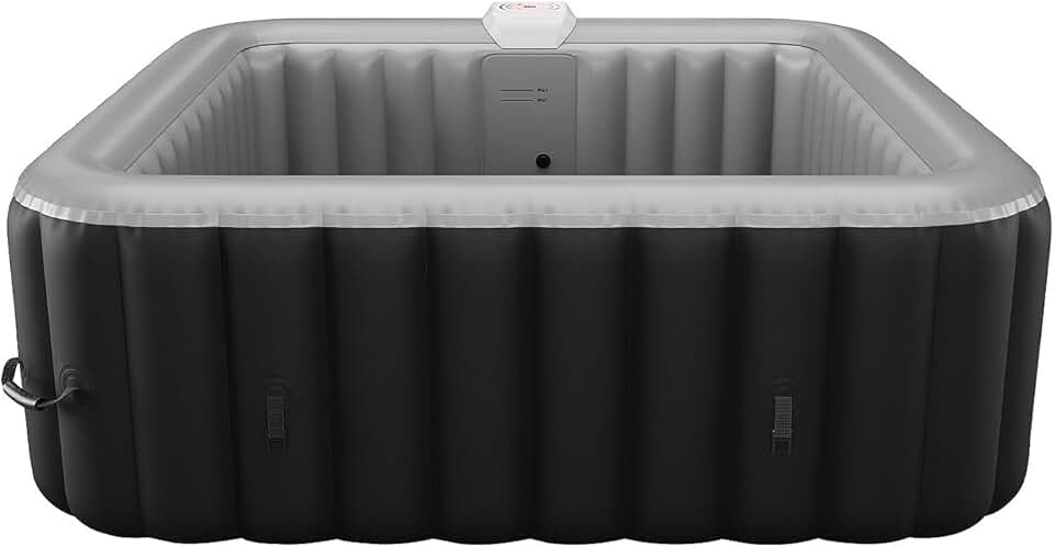 Vente-unique - Spa Gonflable carré 6 Places - L185 x P185 x H65 cm - 140 Buses d'air - Noir et Gris - B-Cosy II