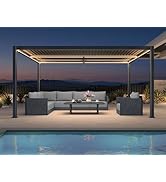 PURPLE LEAF Pergola Bioclimatique 3,5 x 4,6 m en Aluminium avec LED, Pergola Jardin Exterieur ave...