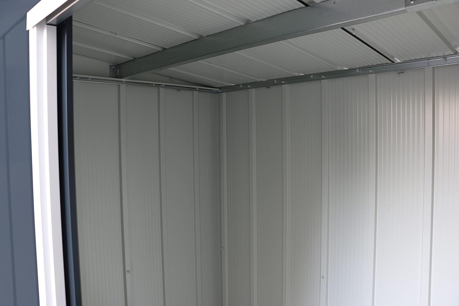 Duramax ECO 8 x 4 (2.85 m²) abri de jardin en métal à toit pentu, Abri de jardin en métal galvanisé à chaud, Abri de stockage d'outils, structure de toit renforcée, anthracite