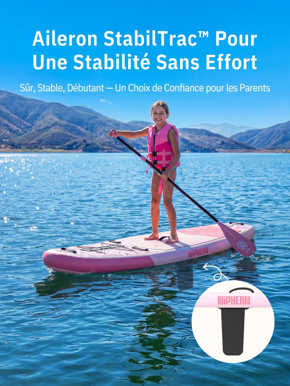 Niphean Paddle Gonflable Adulte avec Tous Les Accessoires, 320cm Planches de Stand Up Paddle Gonflables pour Tous Les Niveaux, Sup avec Capacité 200 kg pour 2 Personnes, Paddle Gonflable avec Siège
