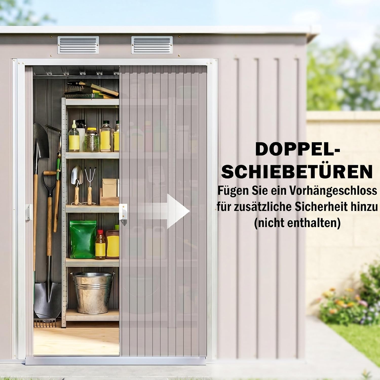Outsunny - abri de jardin métal toit appentis - 213x130x172cm - double porte, ventilation, cadre sol, verrouillable