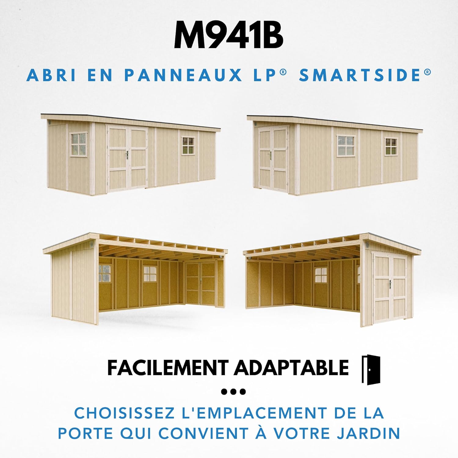 Timbela - Abri de jardin Premium - 14,3m² - Panneaux Smartside - M941B-TERRA
