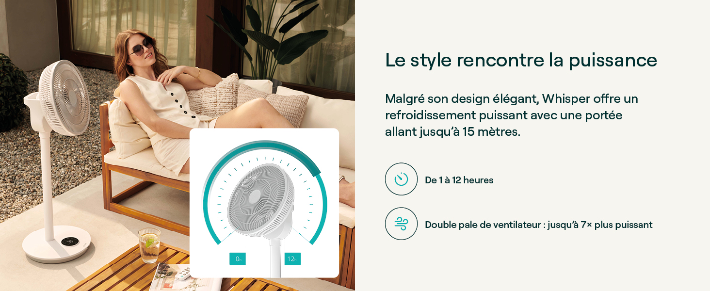 Le texte se lit comme suit : « La stylist rencontre la puissance » et « Profitez d'un design intégré, lavable et d'un détail discret de l'éclairage LED ». Femme utilisant une machine à laver blanche à chargement frontal dans un cadre domestique moderne.