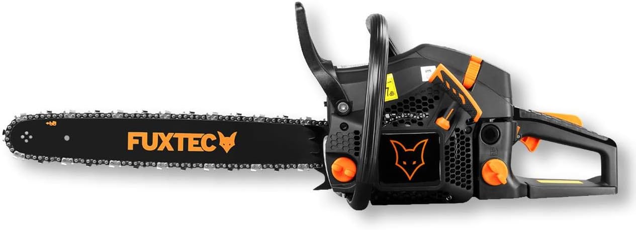 Fuxtec Tronçonneuse Thermique 46 cm - 18 Pouces FX-KS255 Black Edition 54cm3 2 Temps Essence 2,3kW Élagage Ébranchage Bois De Chauffage
