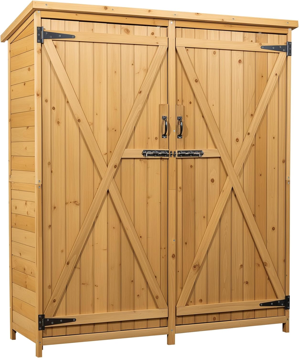 Wiltec Abri de Jardin – 1350 x 500 x 1540 mm – en Bois d’Épicéa – avec Toit en Bitume et 2 Portes – Cabane Remise pour Rangement Outils pour Jardin, Terrasse & Balcon