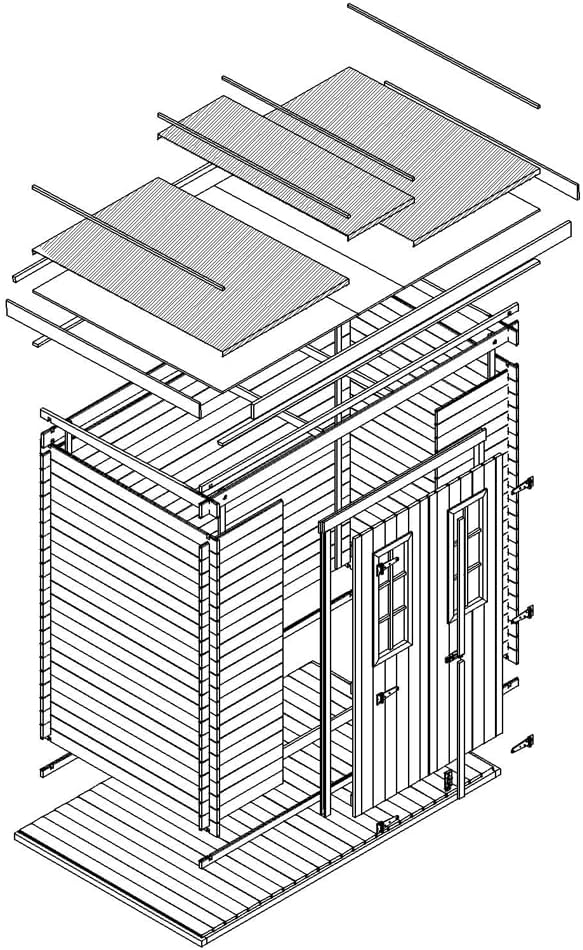 Timbela - Abri de jardin bois 204x142x200cm, sol inclus, 2,22m², M311C+M311G