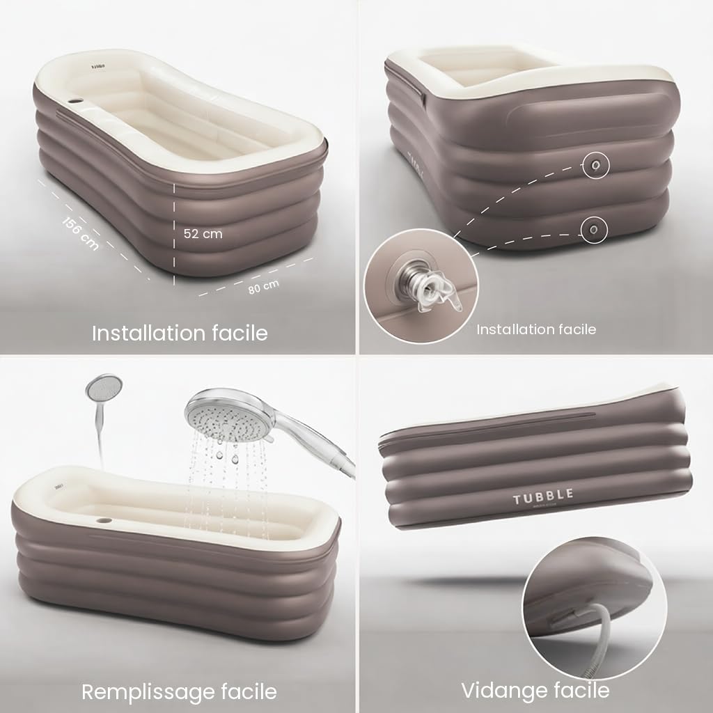 Tubble - Cuzi Spa Ambient Taupe - 255 L - Spa gonflable, massage bulles