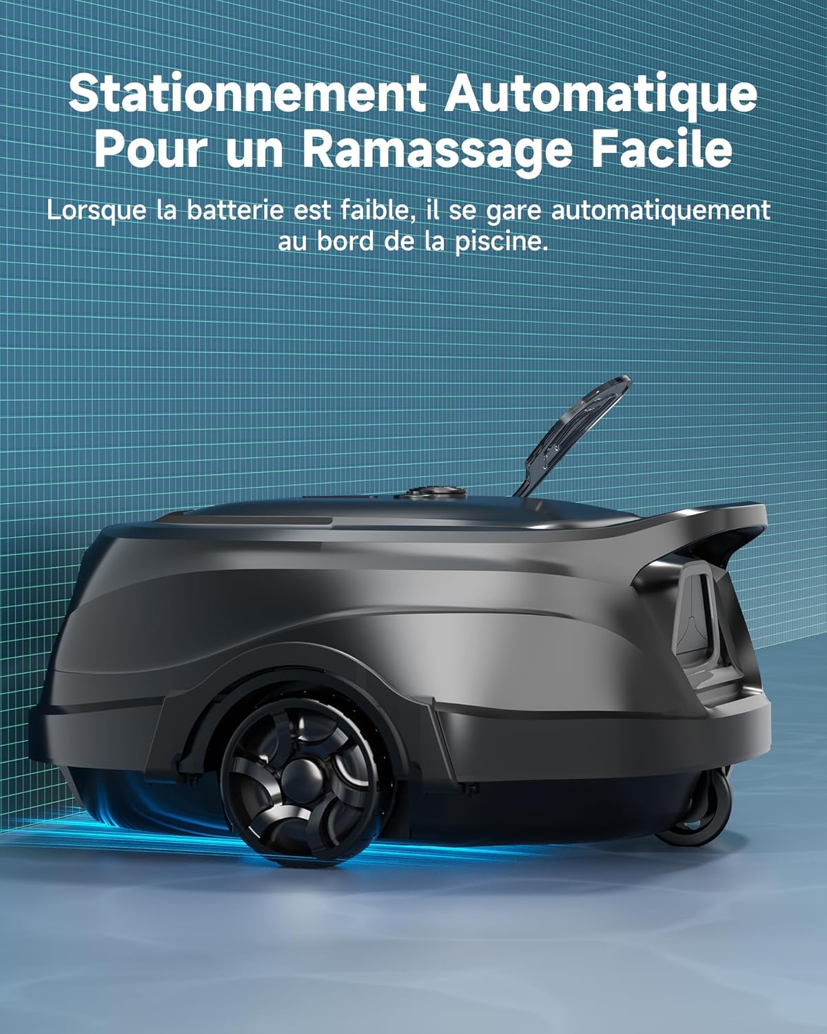 WYBOT A1max Robot Piscine sans Fil pour Piscines Hors-Sol, Aspirateur Automatique, Robot Piscine 130 Min Autonomie, Double Filtration, LED, Charge 2h, 4 Modes,Vert forêt