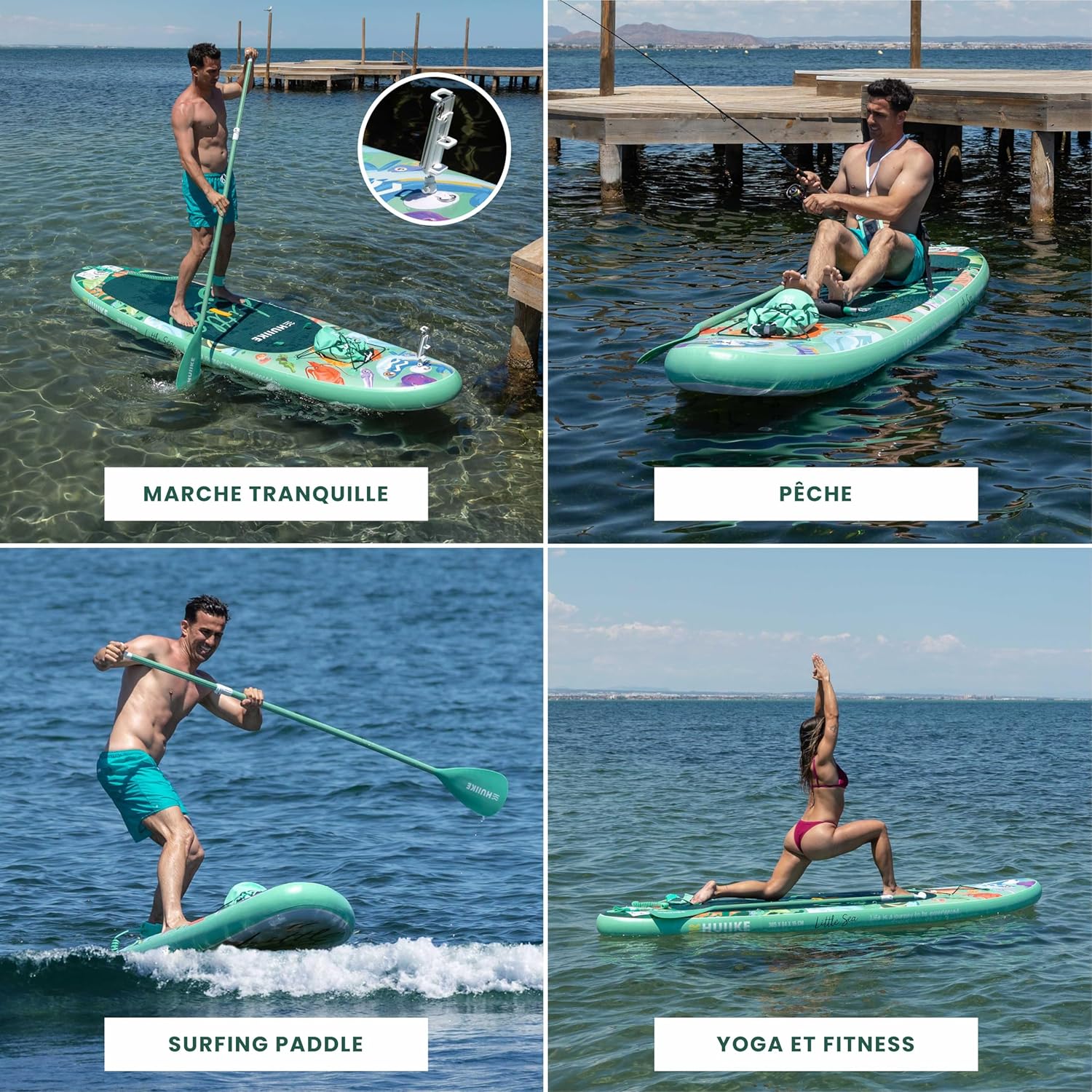 HUIIKE Paddle Gonflable Adulte avec Accessoires Inclus, Pagaie, Ailerons, Pompe. Planche de Stand Up Paddle Grande Stabilité et Résistance. 305 x 84 x 15 cm, Jusqu'à 130 kg