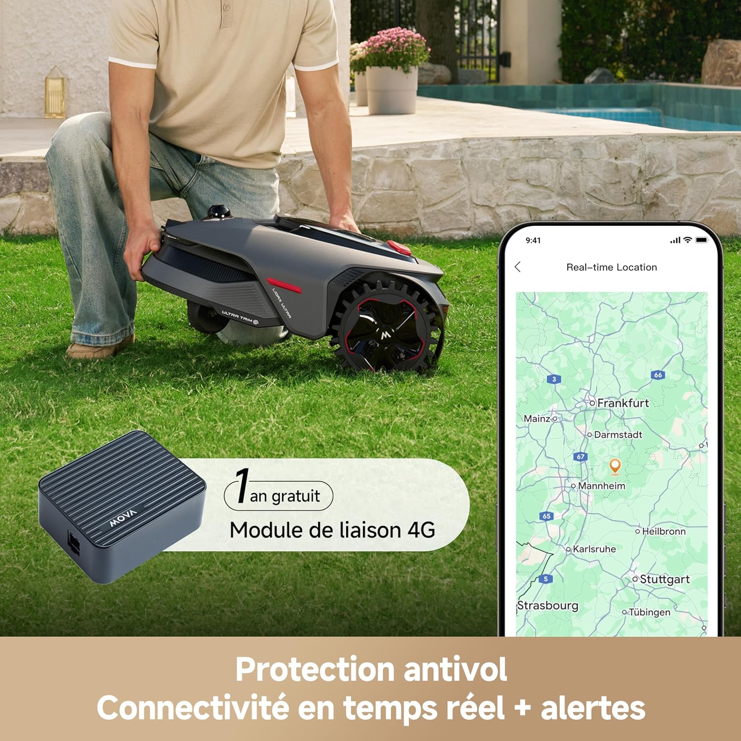 MOVA - LiDAX Ultra série - 1600 m² - 4G, IA, LiDAR 3D, coupe 5 cm, LiDAX Ultra 1600