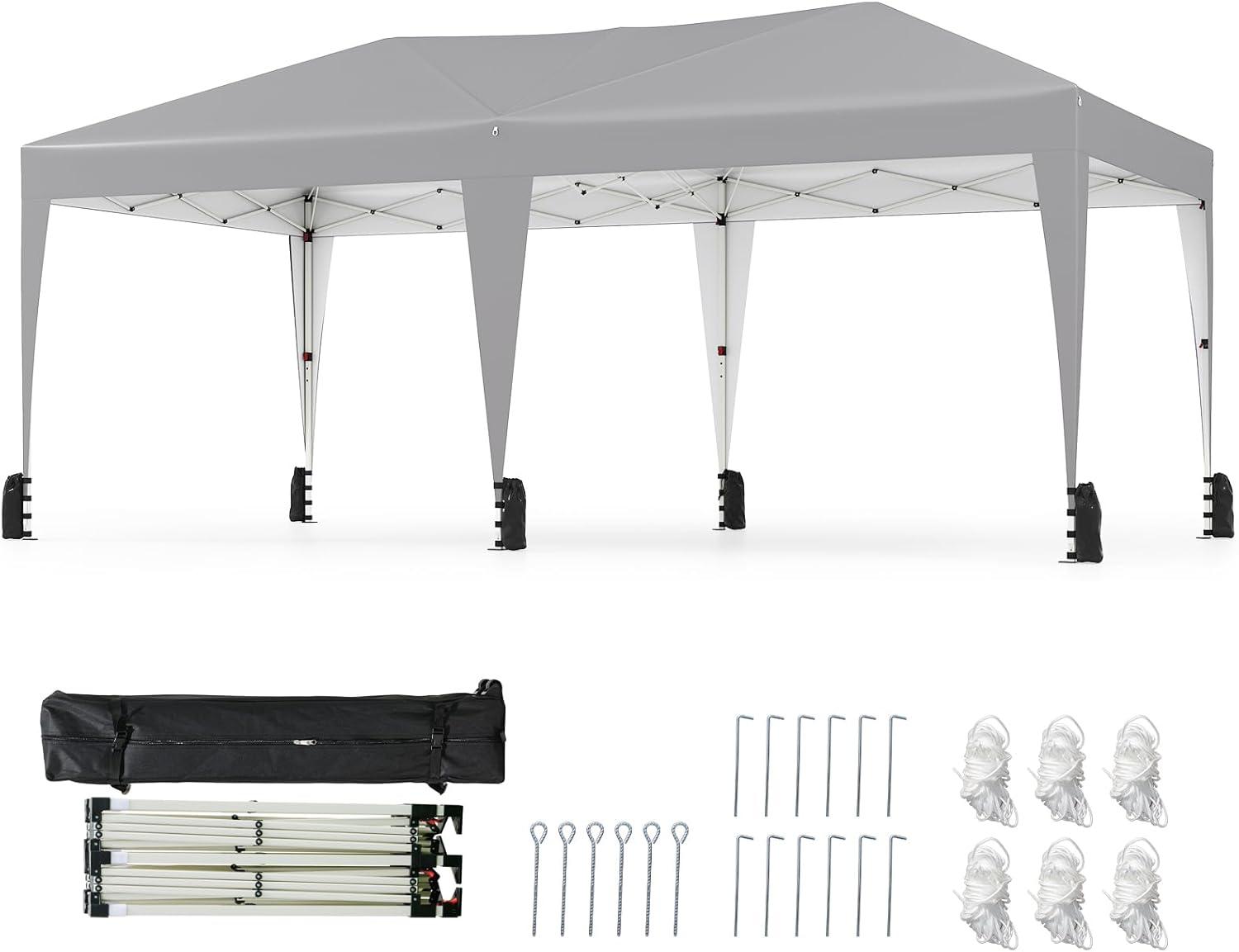 GOPLUS - tonnelle pliante série jardin 3x6m, imperméable, sac à roulettes