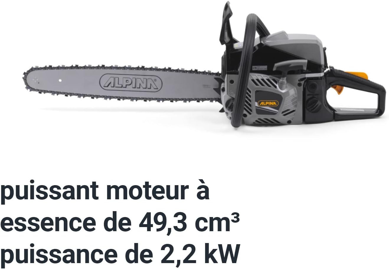 Alpina ACS 50 Tronçonneuse Thermique, 2.2 kW, 50 cm – Pompe À Huile Automatique, Système Anti-Vibration – Pour Travaux De Coupe Exigeants