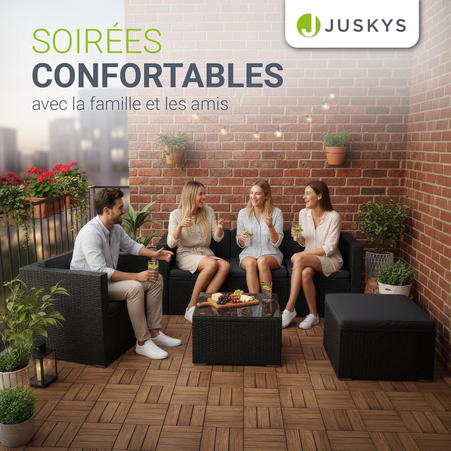 Juskys - Punta Cana L - ensemble 4-5 pers. résistant, canapé, table