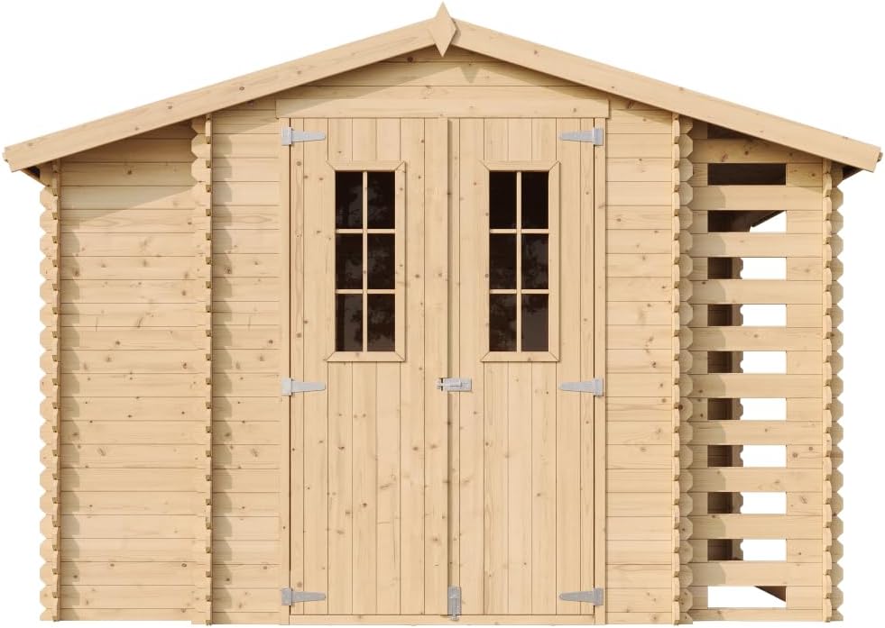 TIMBELA - série M389 - 206x328x218 cm - Abri bois, range bûches, sol traité, M389C+M389G