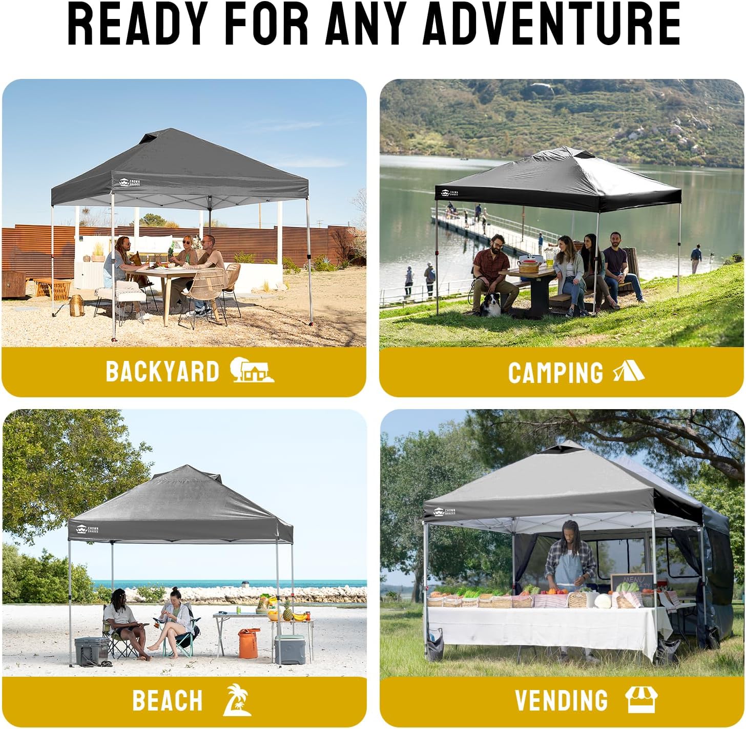 CROWN SHADES - pop-up gazebo - 3x3m - imperméable, UPF 50+, sacs de sable