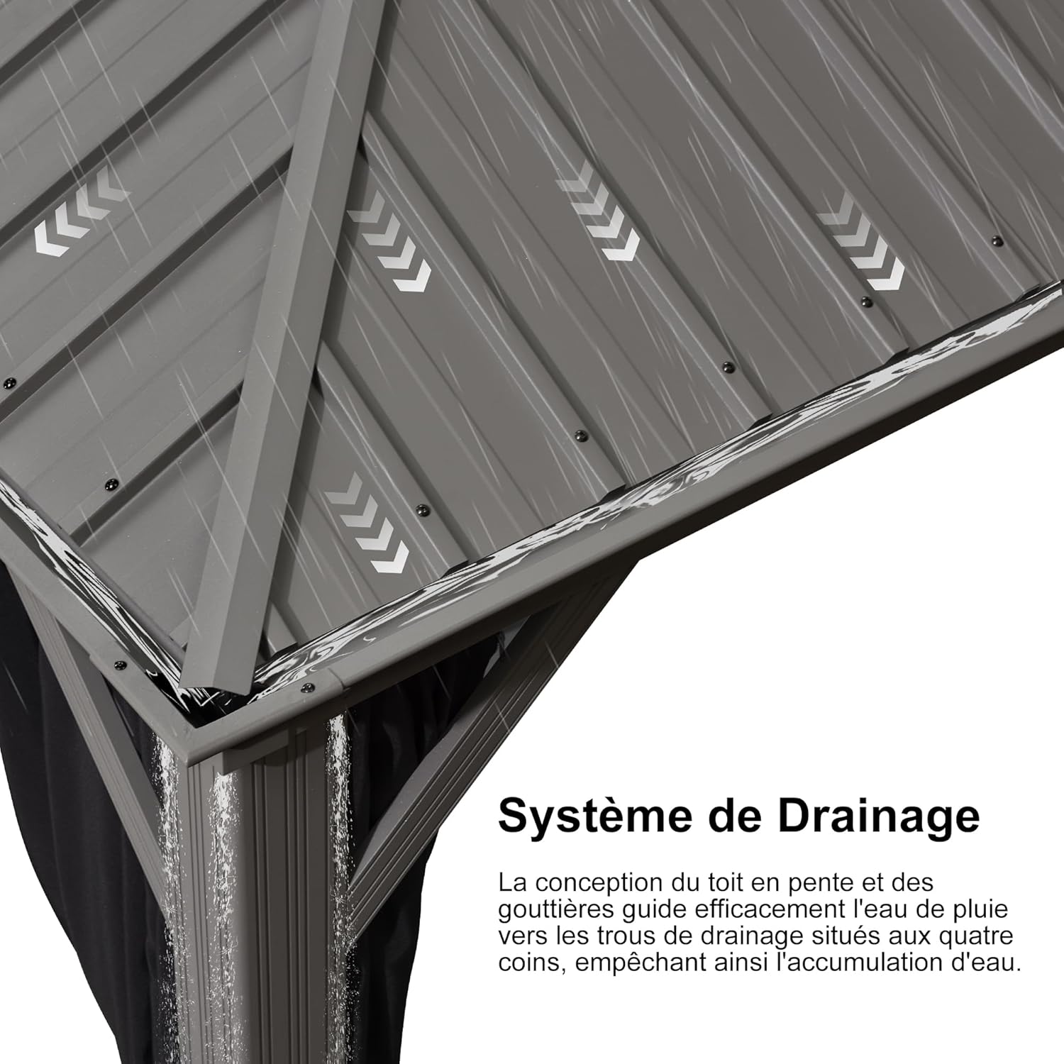 PURPLE LEAF - pergola double toit - 4,25x6m - alu, rideaux, moustiquaire, guirlande