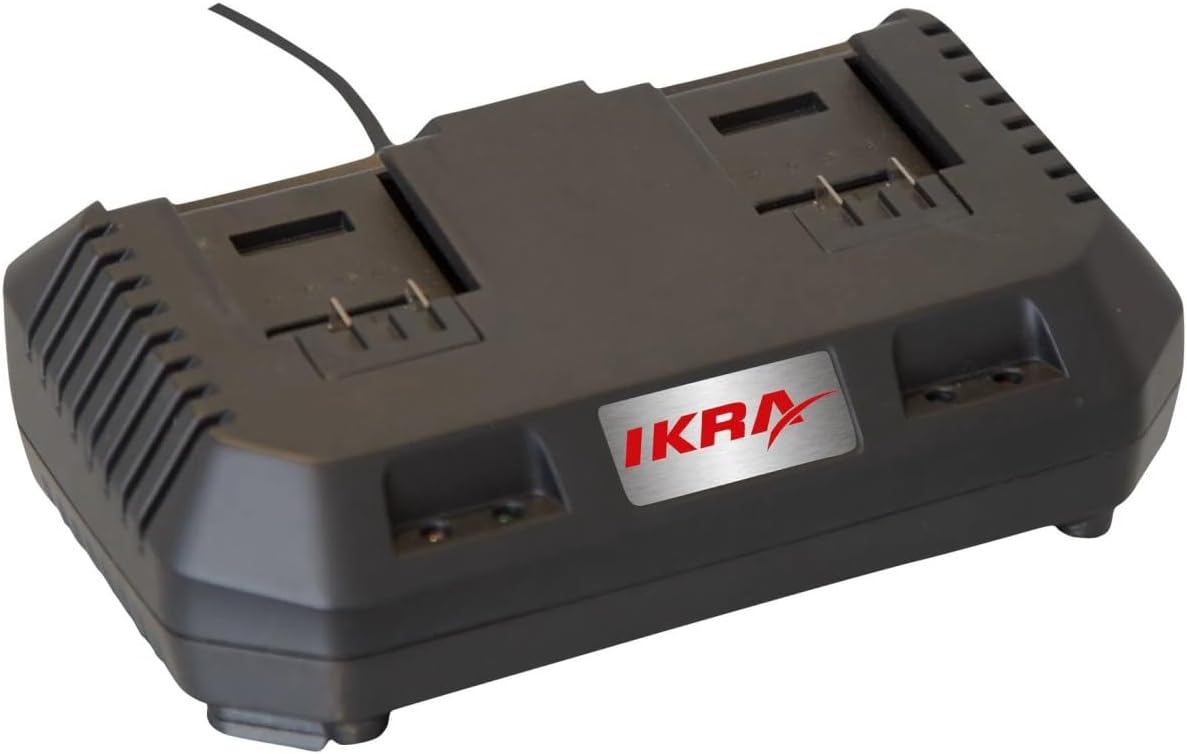 IKRA - Tronçonneuse sans Fil 40V (2x20V) Moteur Brushless 2000W Guide Oregon 35,5cm Tension sans Outil Frein Anti-Rebond - Inclus 2 Batteries 2Ah et Chargeur double Rapide