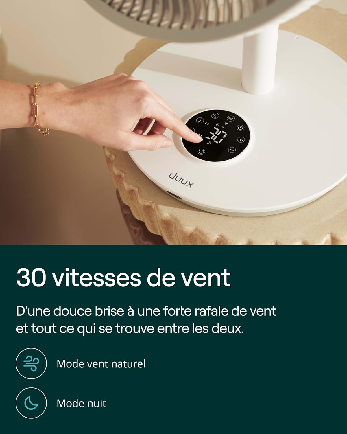 Duux - Whisper Flex 2 - 54-92cm - ventilateur silencieux, mode nuit, 2W, télécommande