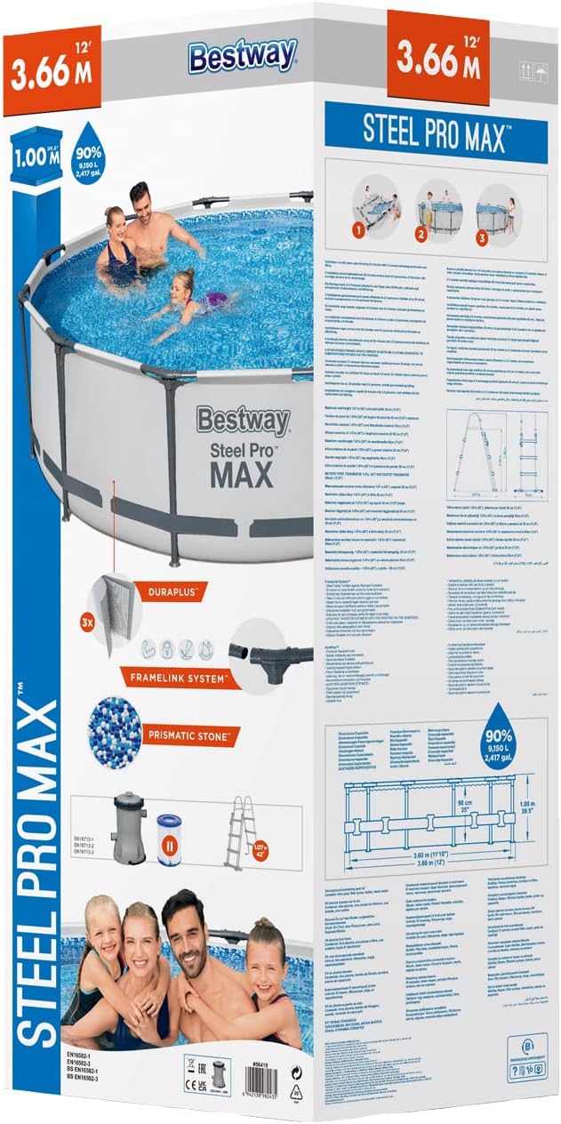 Bestway - Steel Pro Max série - 3,66 x 1,00 m - kit piscine robuste