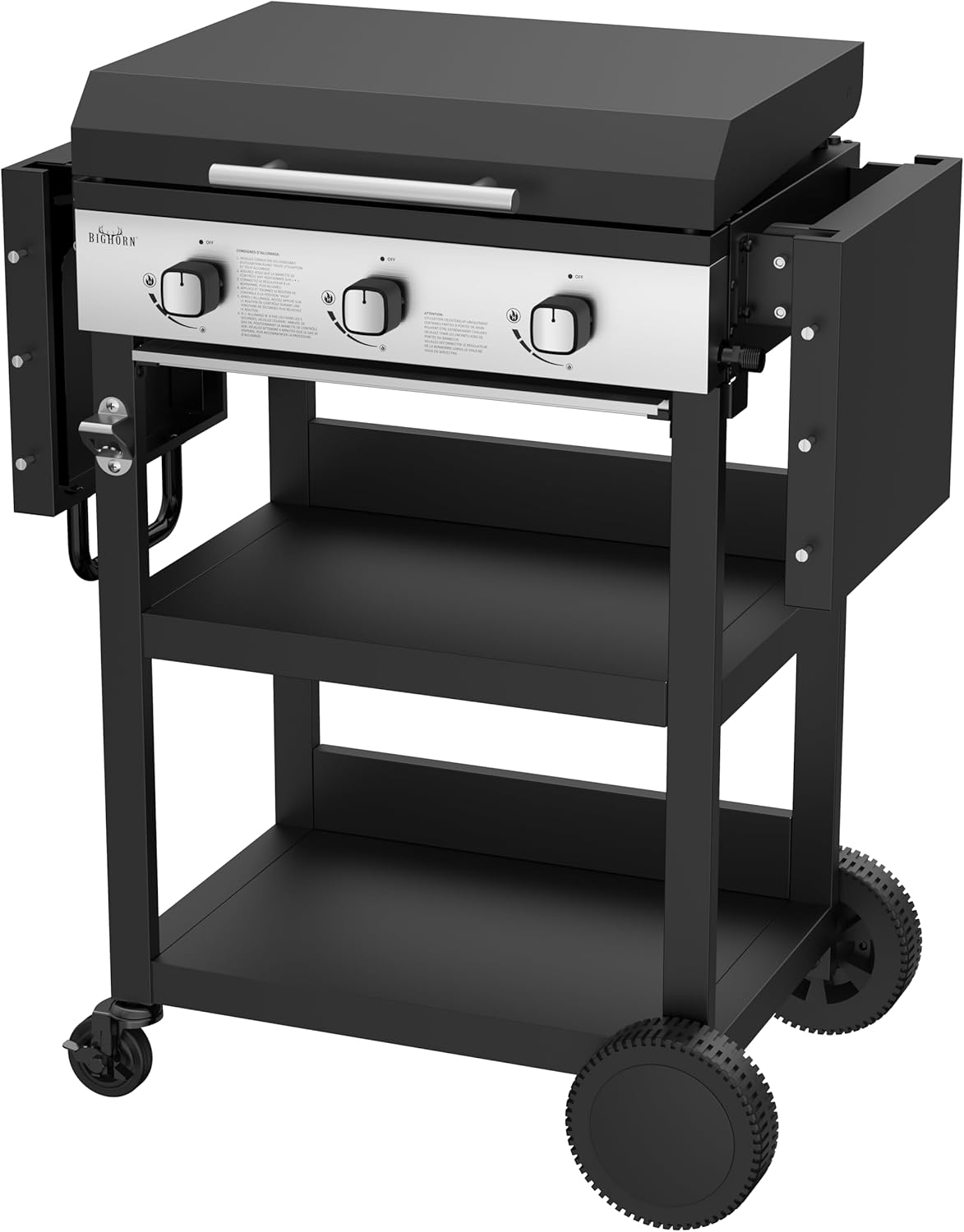 BIGHORN - Plancha gaz 3 brûleurs avec chariot, couvercle - 7,2 kW