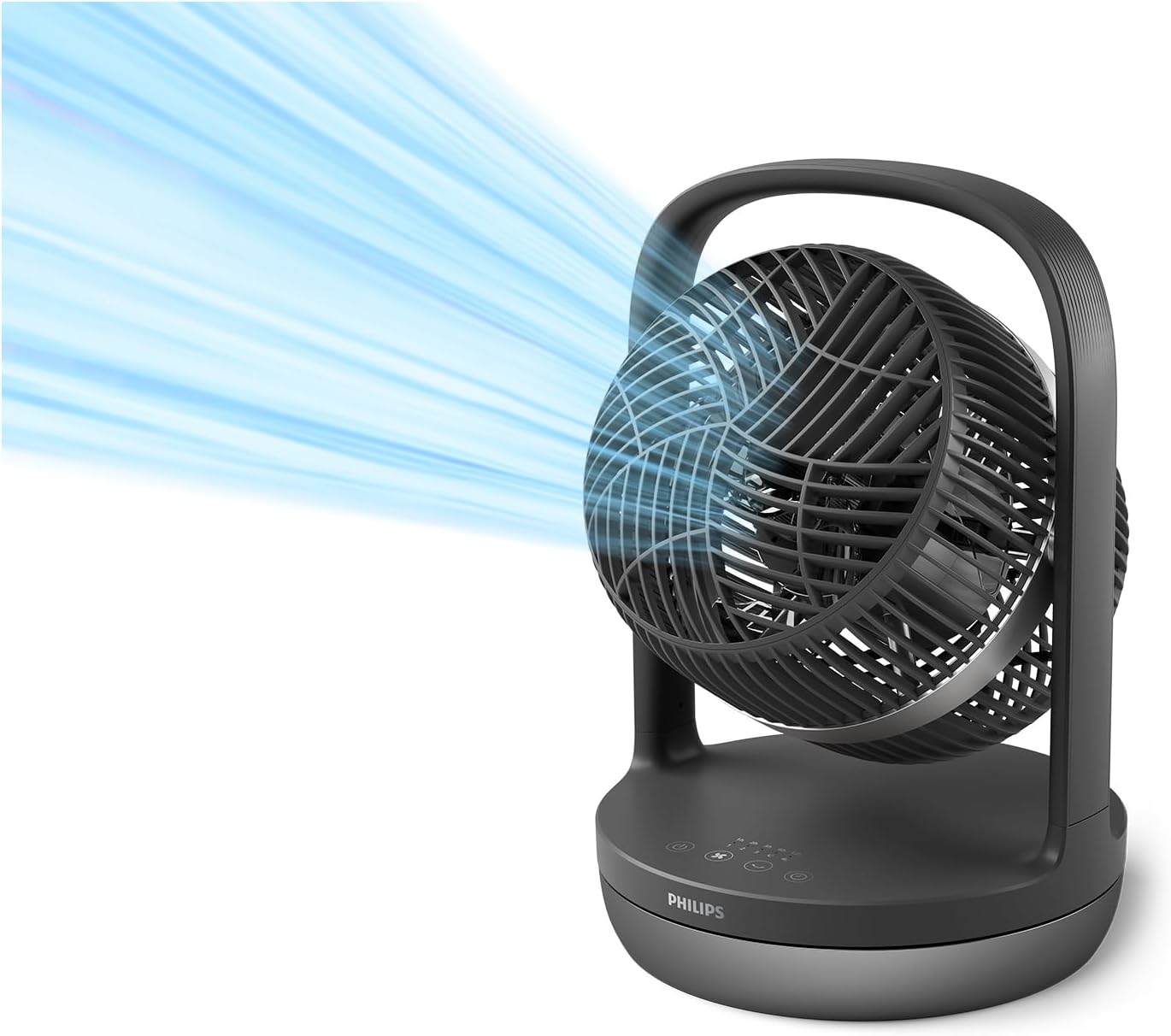 Philips Ventilateur de Table Oscillant Série 3000. Puissant & Silencieux Technologie SilentWings. 23dB. Circulation de l'air. Réglable à 180°. Pour Chambre, Maison et Bureau. Noir (CX3050/01)
