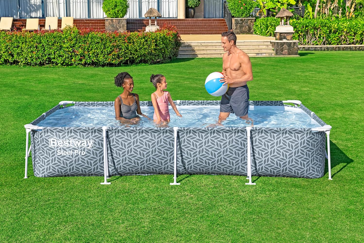 Bestway - Steel Pro imprimée Graphique - 366x201x66 cm - Piscine hors sol rectangulaire