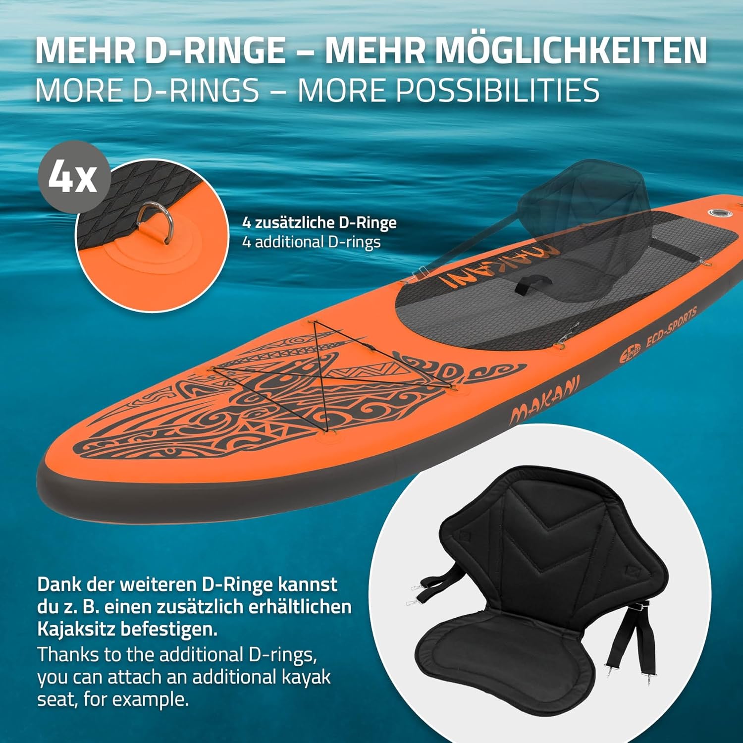 ECD Germany - Stand Up Paddle Série - 305/308/320/380 cm - PVC, 120/150 kg, ép. 10/15 cm