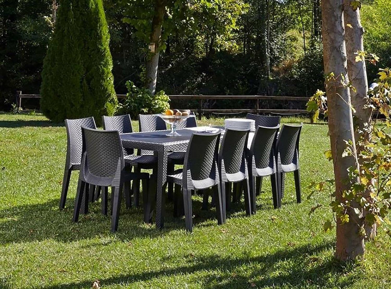Dmora - table extensible extérieur anthracite - 150x90x72 cm - Made in Italy