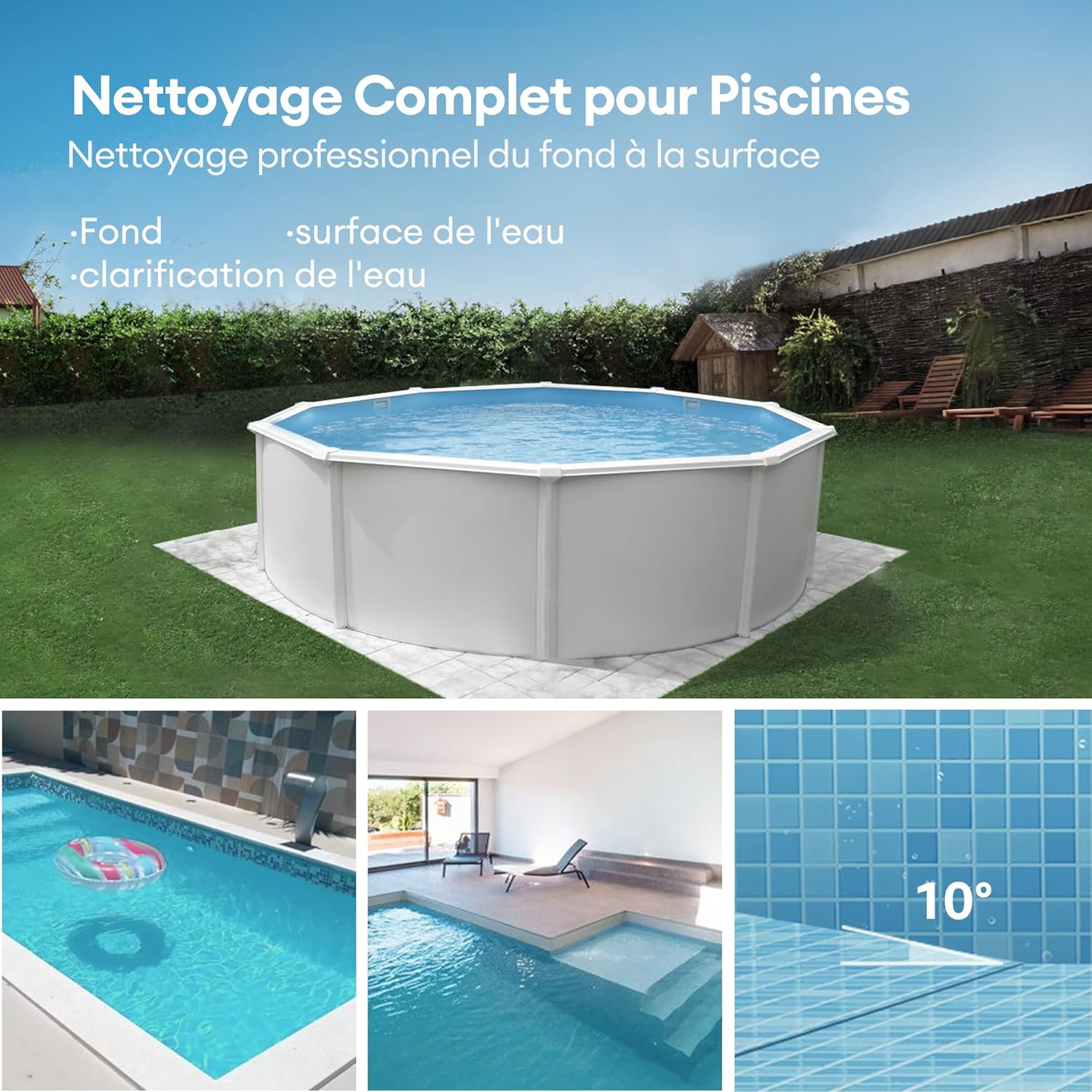 Ultenic - Pooleco 10s - 80㎡ - robot piscine sans fil, APP, 90min, haute aspiration