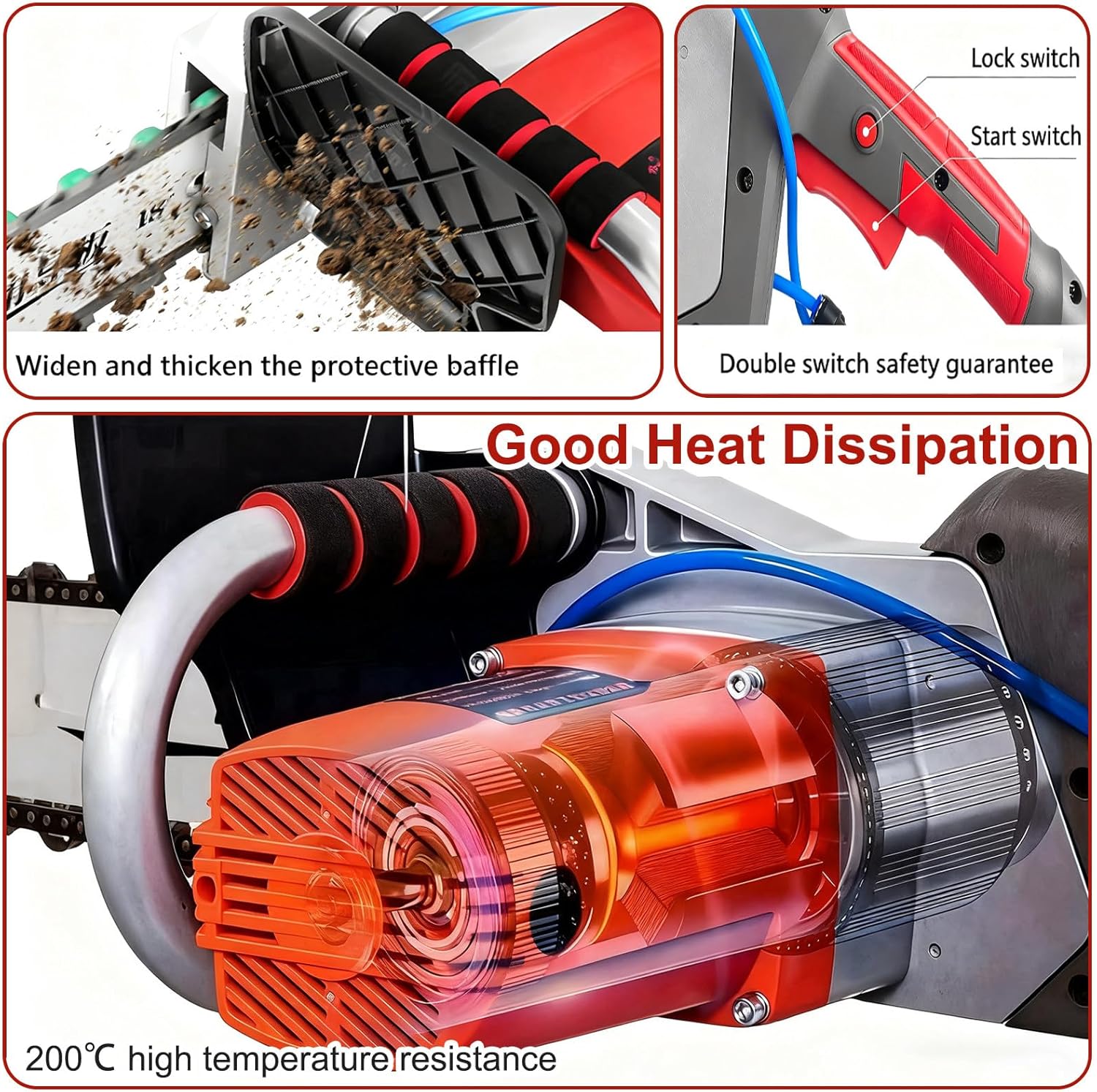 Scie à Chaîne Électrique - profondeur 35cm - 5800W, 6000 tr/min, 2 chaînes diamantées, suppression de poussière
