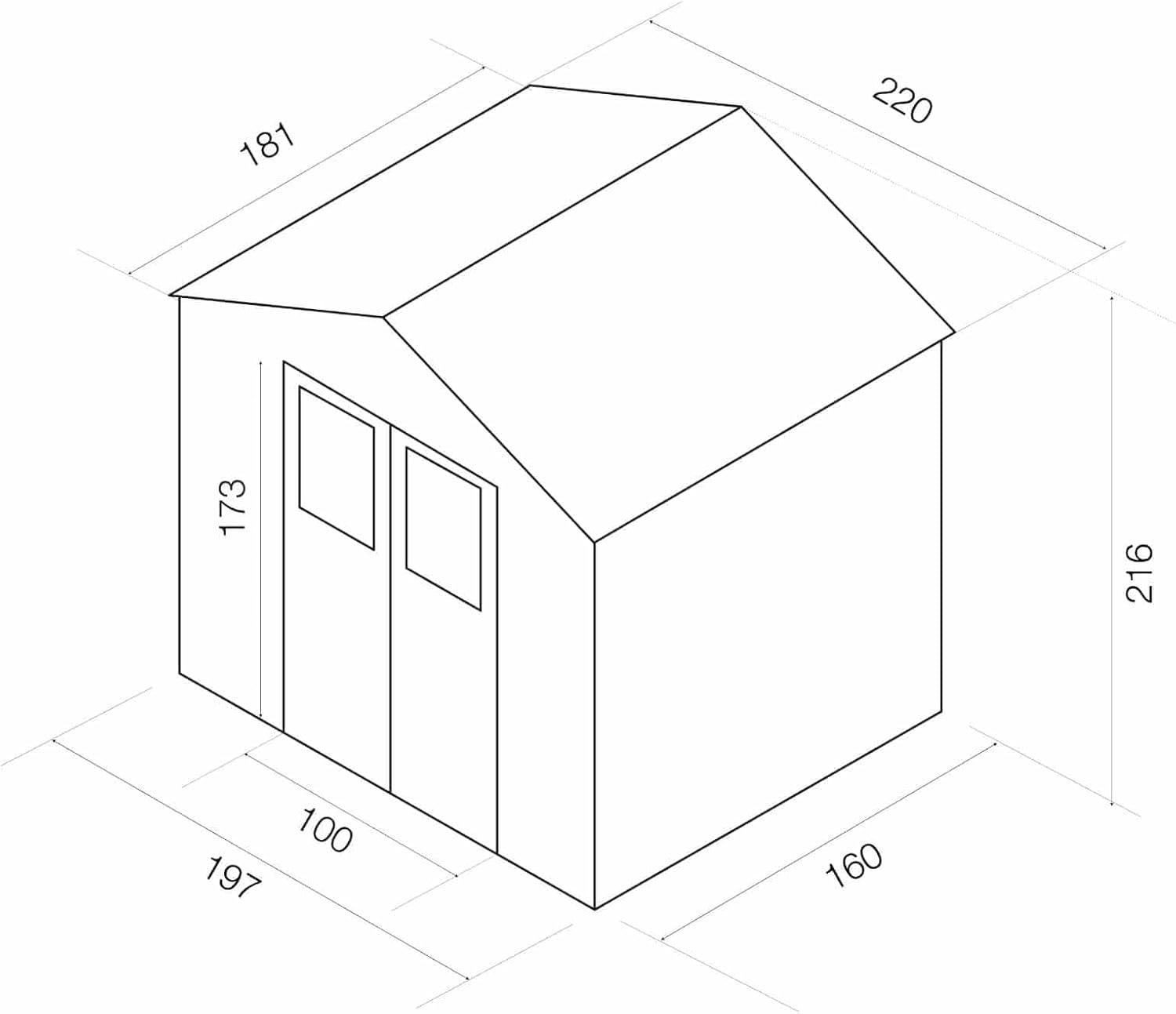 Gardiun - Tuscany Evo - 181x220x216 cm - abri de jardin résine 4 m², blanc/beige