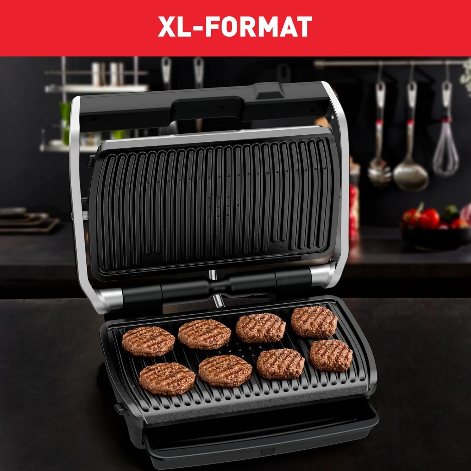 Tefal - Optigrill Elite XL, série GC760 - XL 8 pers., 16 programmes, grill intelligent, mode manuel, GC760D12