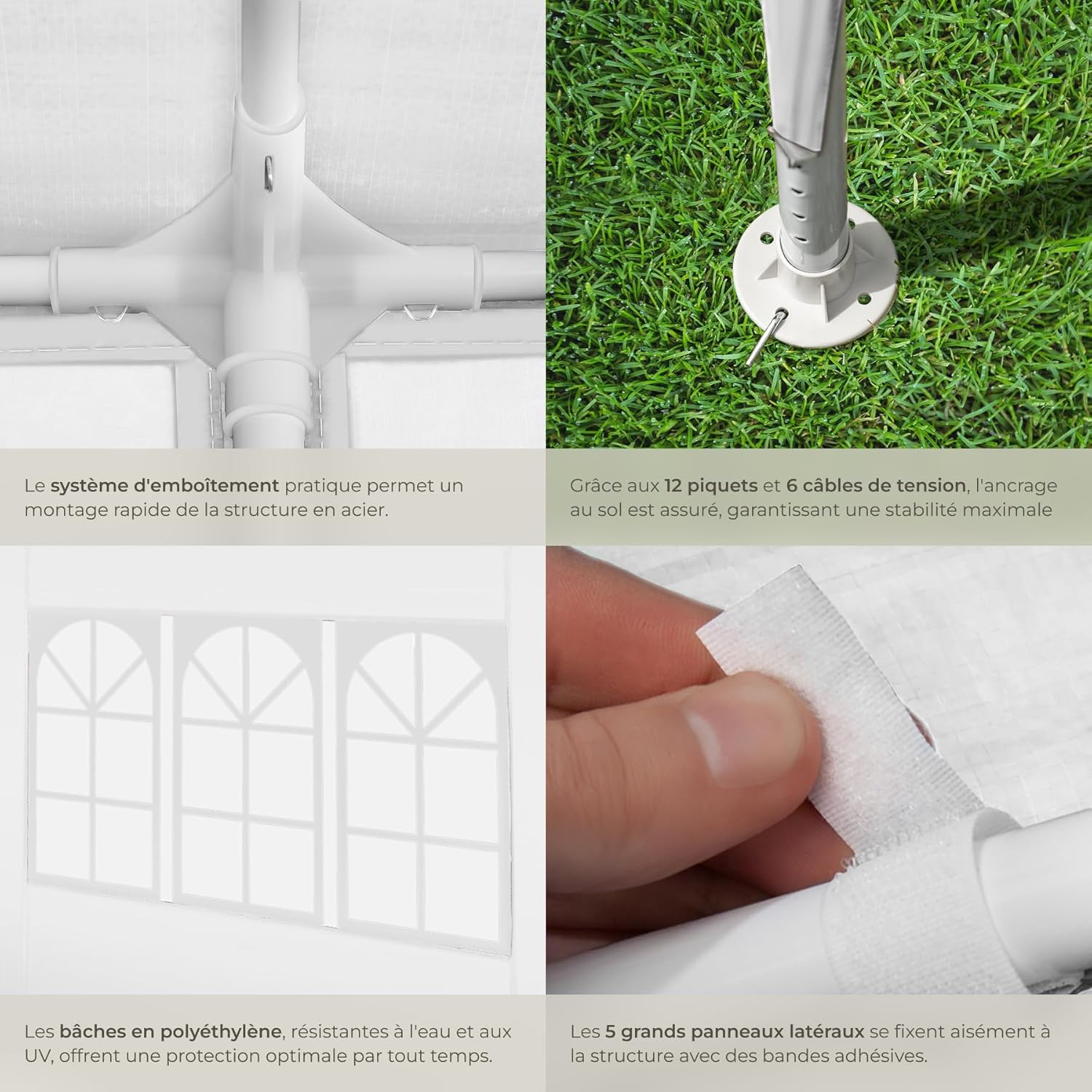 tectake - tonnelle de jardin 6x3 m - UV 30+, eau, parois amovibles, acier époxy