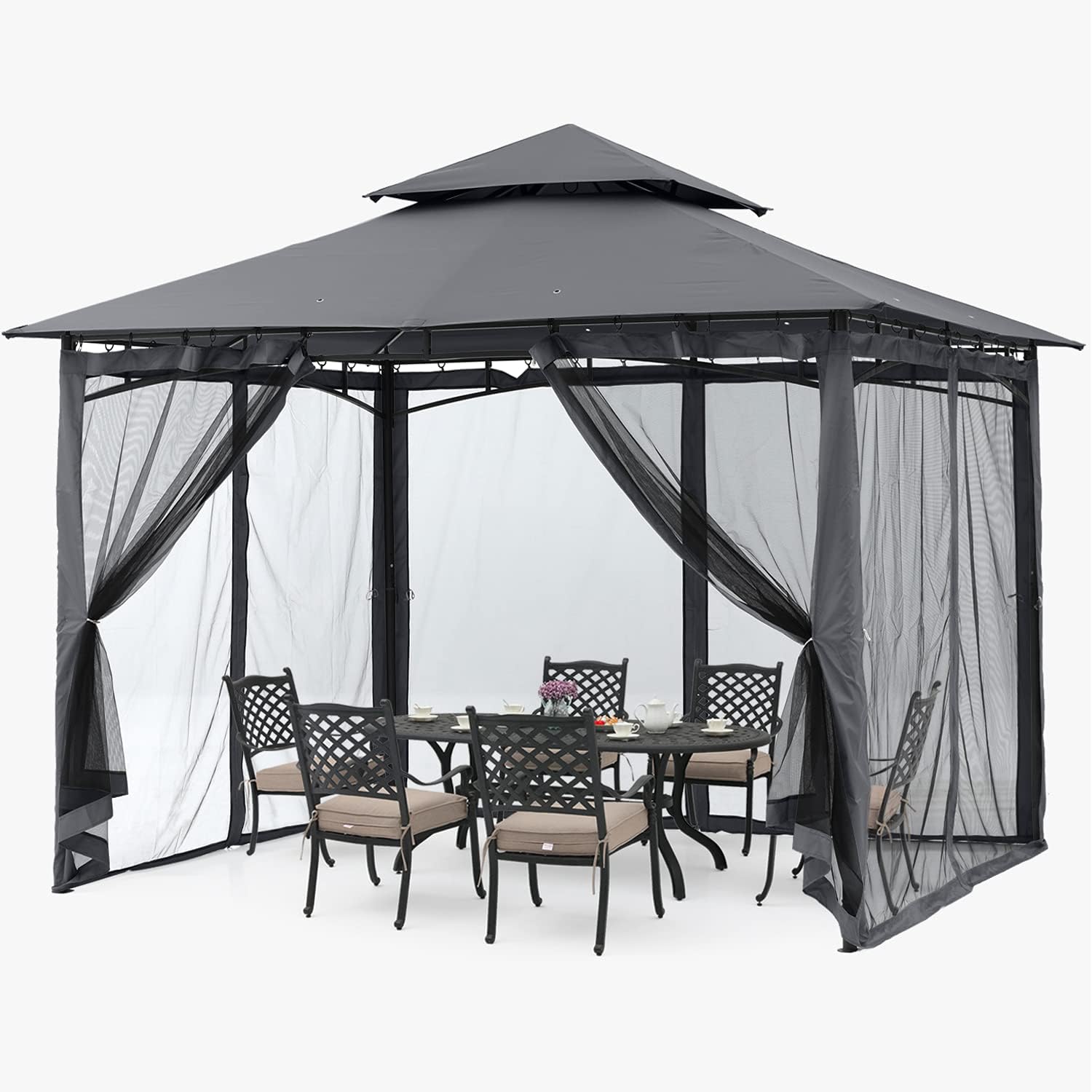 ABCCANOPY - Tonnelle Double Toit 3,35x3,35m - Filet ombre et pluie