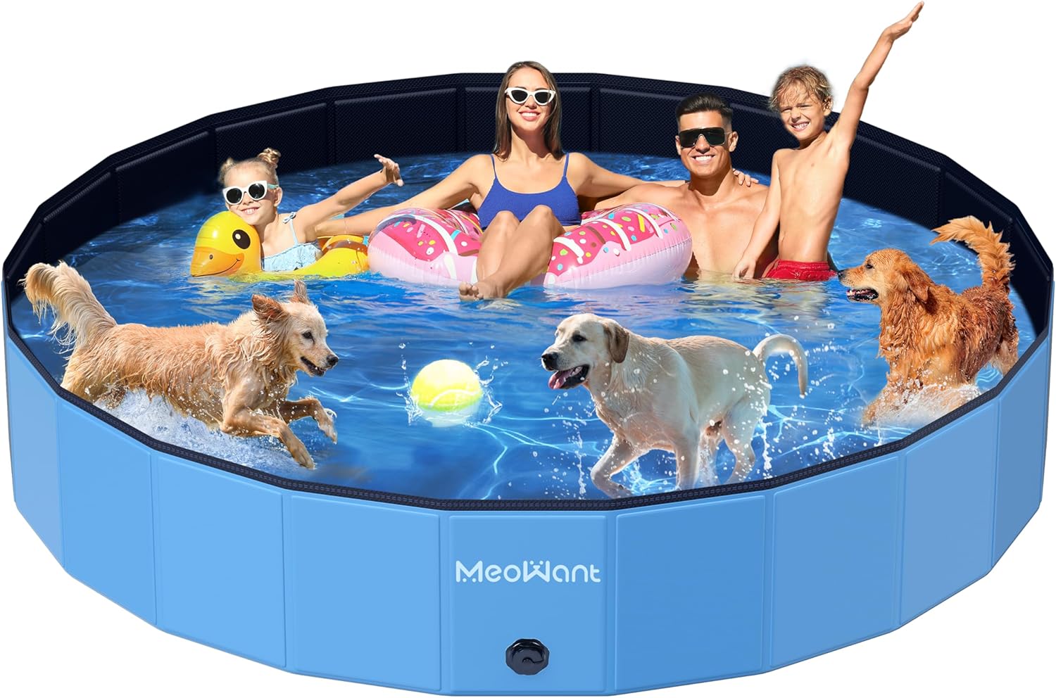 Meowant Piscine pour Chiens, Piscines Pliables pour Chiens de Grande Taille, Piscine de Bain pour Animaux de Compagnie, Baignoire Portable Antidérapante pour Chien intérieure et Extérieure (272 * 50)