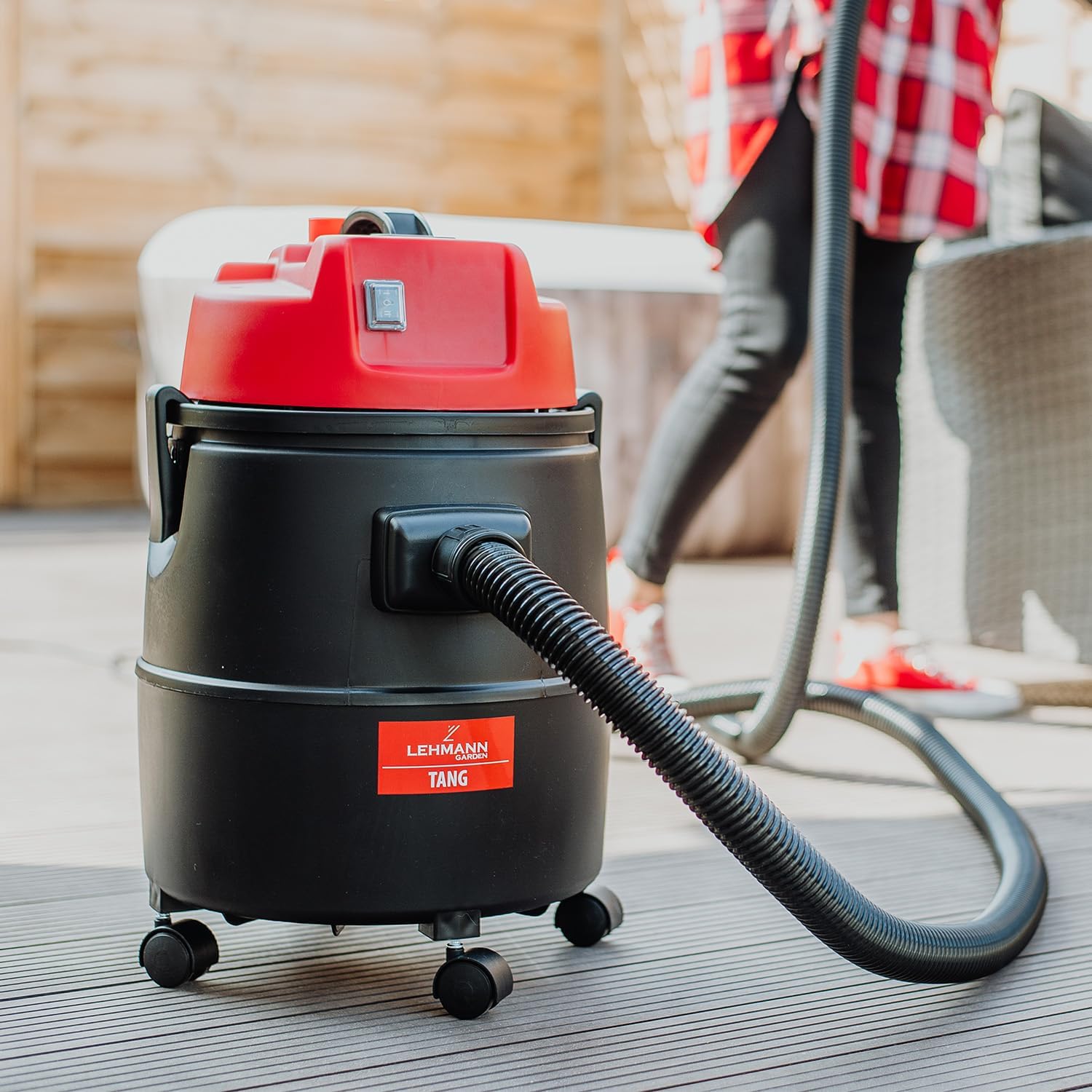 LEHMANN Aspirateur de Piscine 4-en-1, 1400 W, Réservoir 30 L, Aspiration à Sec & Humide et Fonction de Soufflerie, Nettoyage Efficace du Fond, Aspirateur de Bassin avec Accessoires, Noir/Rouge