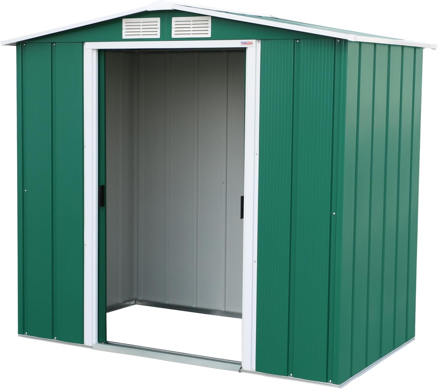 Duramax ECO 6 x 4 (2.17 m²) Abri de Jardin en Métal Galvanisé à Chaud, Abri de Stockage d'Outils, Structure de Toit Renforcée, Abri en Métal Sans Entretien, Vert