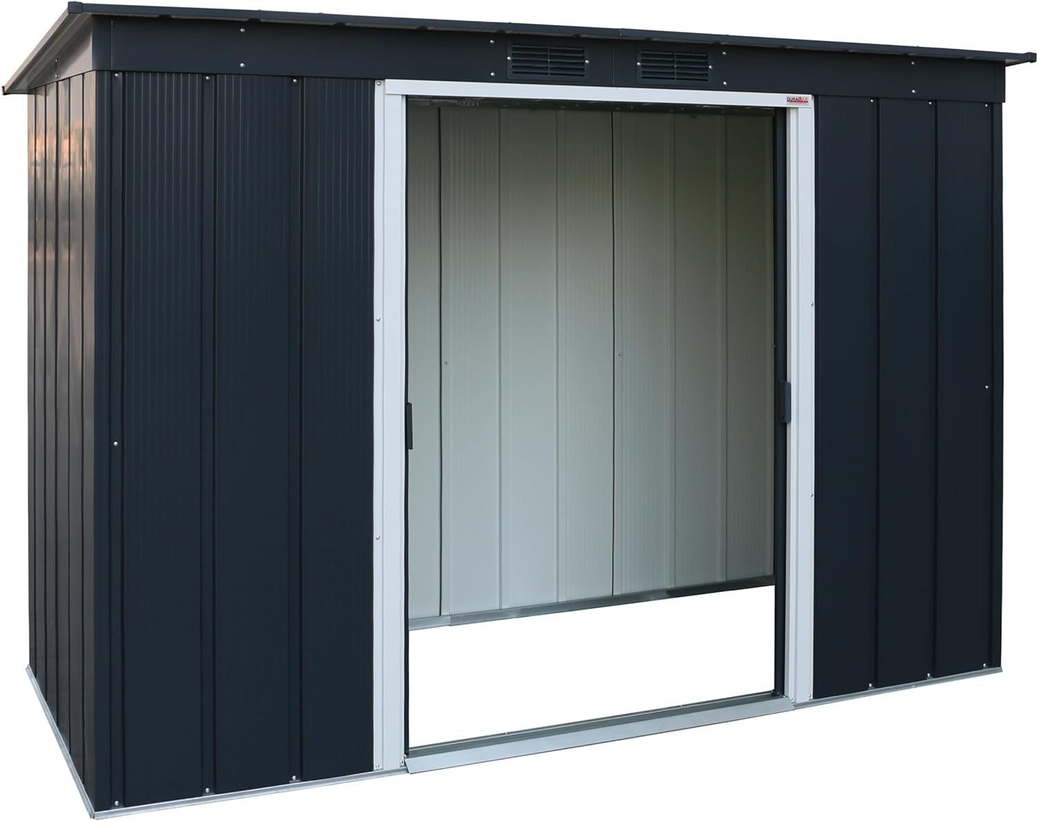 Duramax ECO 8 x 4 (2.85 m²) abri de jardin en métal à toit pentu, Abri de jardin en métal galvanisé à chaud, Abri de stockage d'outils, structure de toit renforcée, anthracite