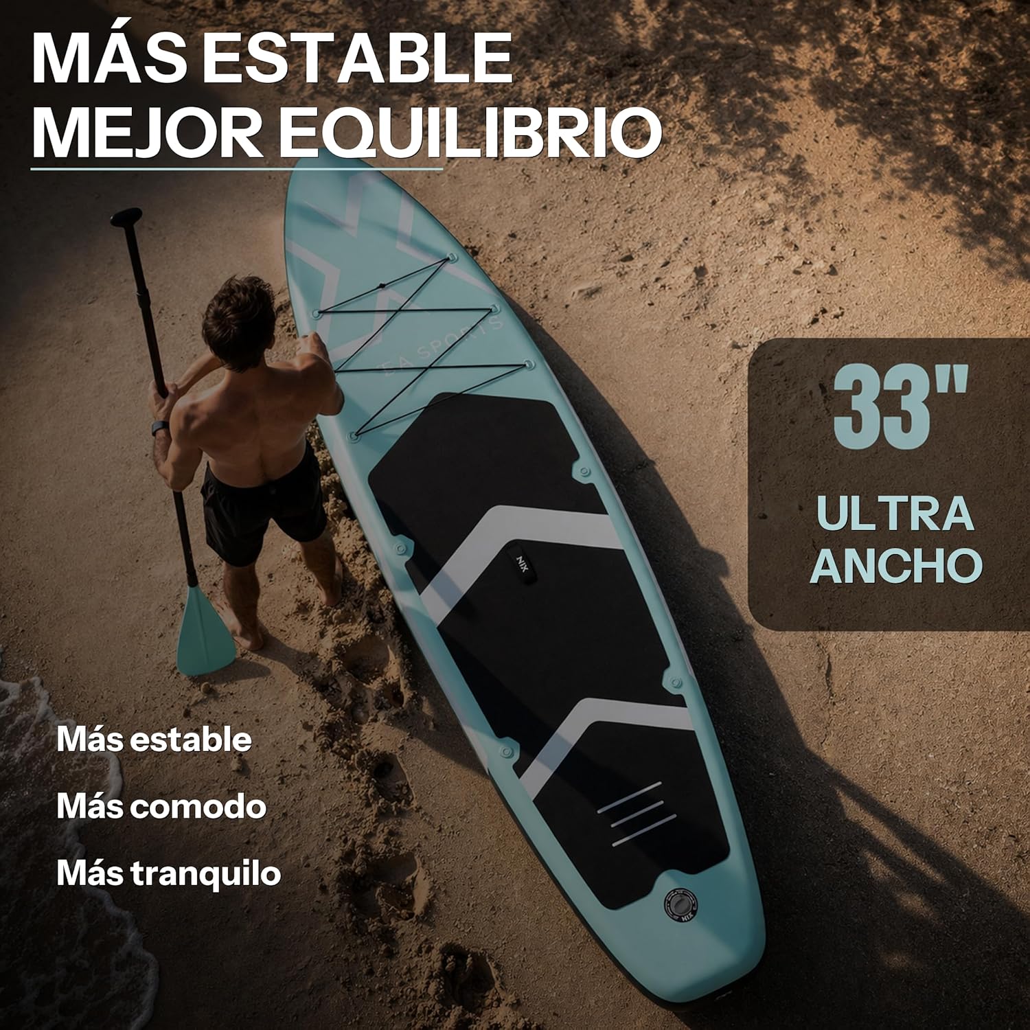 Nixsea - SUP Allround 335 cm - antidérapant, quille amovible, adulte 159 kg
