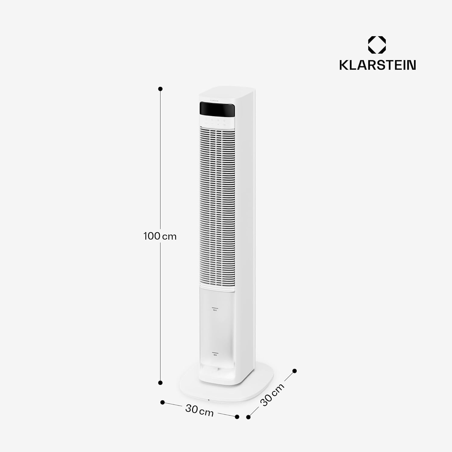 KLARSTEIN Rafraichisseur d’Air, Refroidisseur d’Air Évaporatif, 4L, Télécommande, 8 Niveaux, Mobile, Ventilateur Climatiseur pour Chambre 35m², White