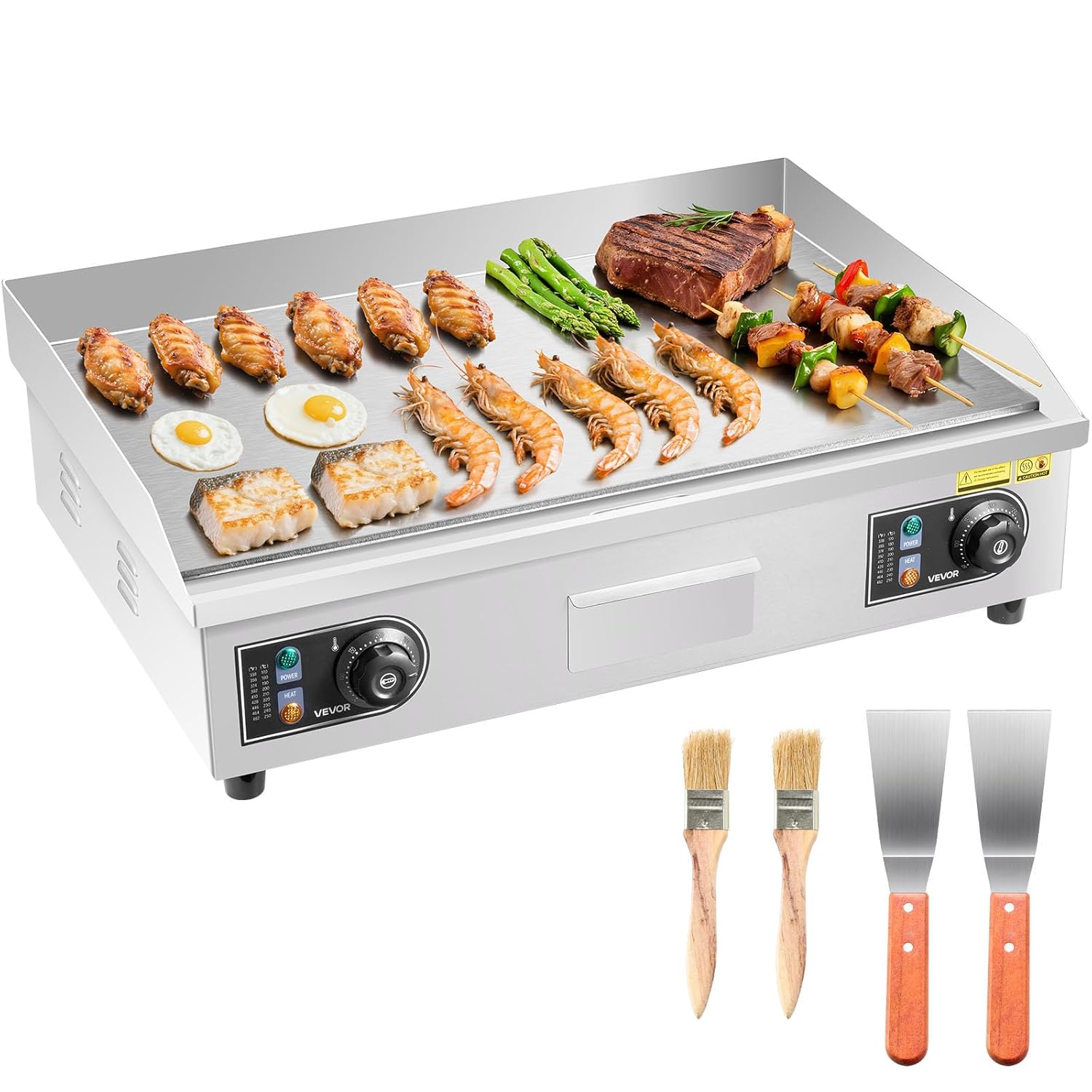 VEVOR - Plancha Électrique - 65,5x40 cm - 4000 W, température réglable, accessoires inclus