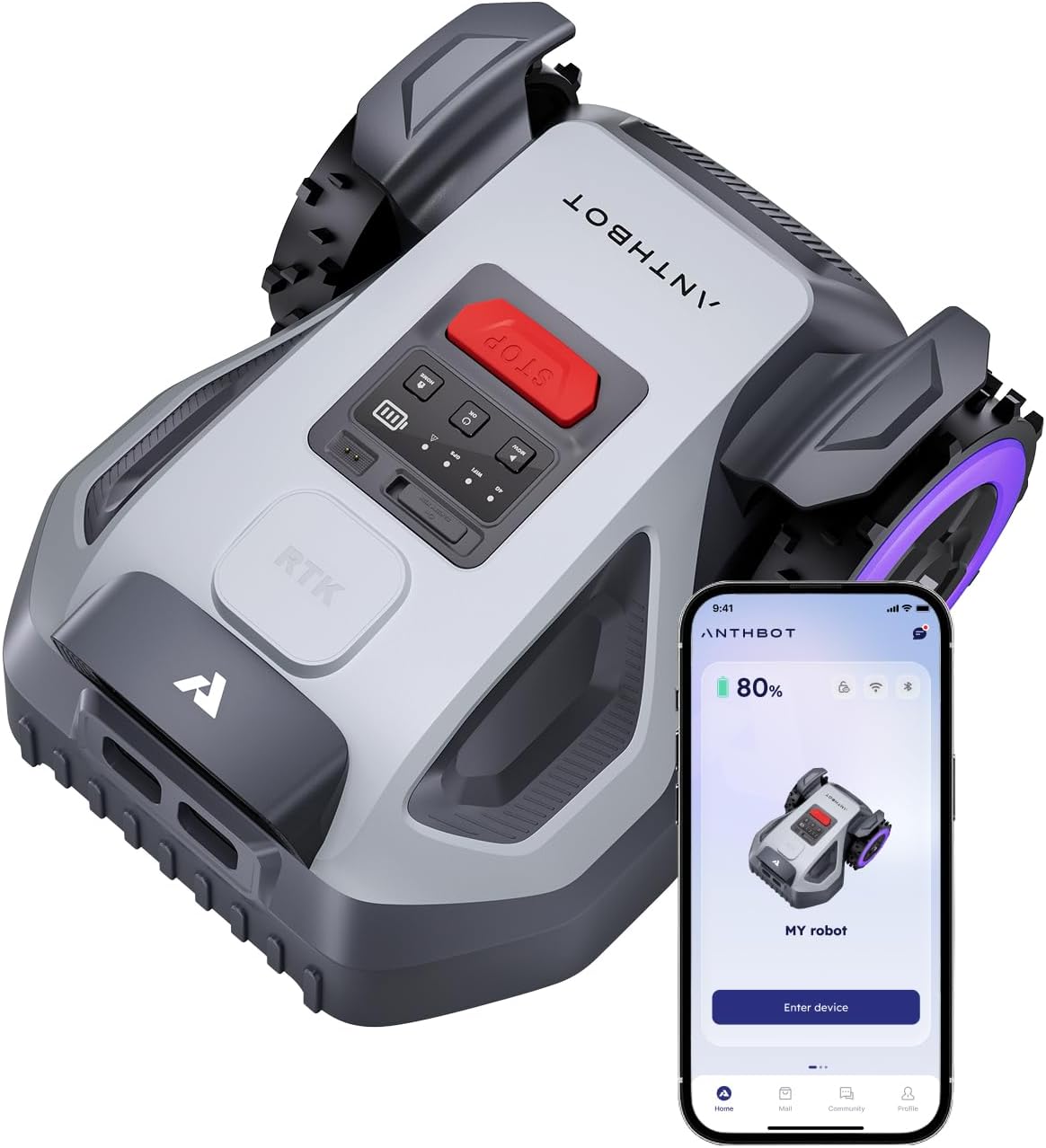 ANTHBOT - Tondeuse robot M5 - 500-700㎡, RTK+IA, 3-7cm coupe, M5